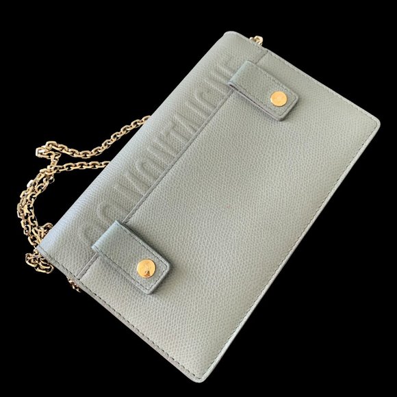 Dior clutch bag, silver color with gold chain - Picture 2 of 2